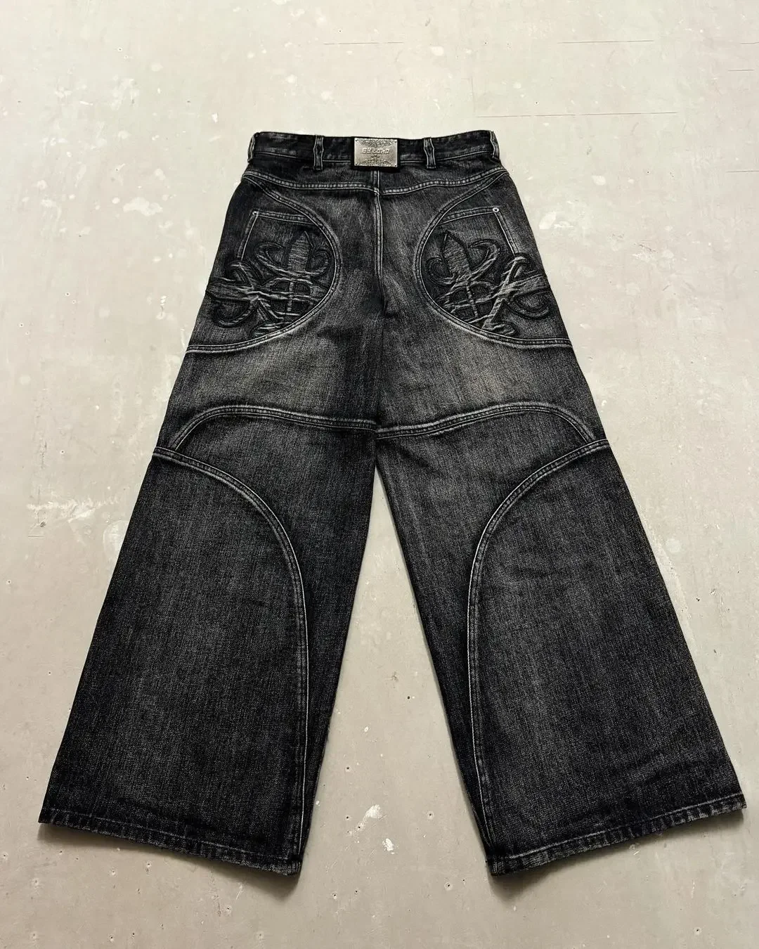 Hip hop personality Harajuku street clothing washed men jeans Y2K retro Goth fashion couple straight leg pants wide leg pants