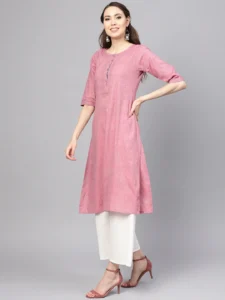 Fashionable and high-end New India imported traditional short sleeved women's ethnic style top Kurta - Image 2