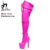 Rose Red Long Boots for Women Gothic Strappy Spring Autumn Zip High Shoes Over-the-Knee 6 Inch Gothic Pole Dancing Thigh Boots - Image 2