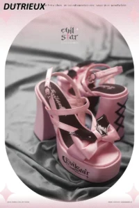 Fashion Gothic Y2K Hot Girl Black Pink Summer Thick Bottom Chunky Heel Sandals 2024 New Sweet Cute Elegant Womens Shoes - Image 6