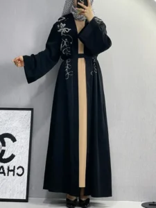 India Pakistan Ramadan Eid Mubarak Open Abaya Kimono Dubai Turkey Islam Kaftan Muslim Dress Clothes Abayas For Women Robe Caftan - Image 2