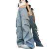 Women Y2K Korean Cargo Pants Fashion High Waist Baggy Streetwear Multi Pockets Sweatpants Hip Hop Loose Causal Wide Leg Pants - Image 6