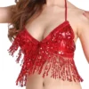 For Thailand/India/Arab Dance Wear Tassel Sequin Belly Dance Bra Show Costumes Performance Top Halter Bra - Image 2