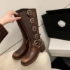 Woman Boots Knee High Platfrom Studded Spring Summer Knight Combat Gothic Elegant Medium Heel Women's Shoes Motorcycle Footwear - Image 5