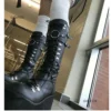 GIGIFOX Platform Gothic Knee High Boots Shoes For Women Zip Cosplay Design Combat Boots Winter Punk Wedges Motorcycle Shoes - Image 5