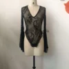 Rosetic Vintage Fashion Gothic Sexy Lace Bodysuits Women Flared Sleeve Black Overalls 2023 Autumn Off Shoulder Jumpsuit Short - Image 6