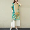 Fashion able Bohemian Indian Pakistani Clothing Cotton Muslim Ethnic Sari Traditional Two Piece Top And Pants - Image 3