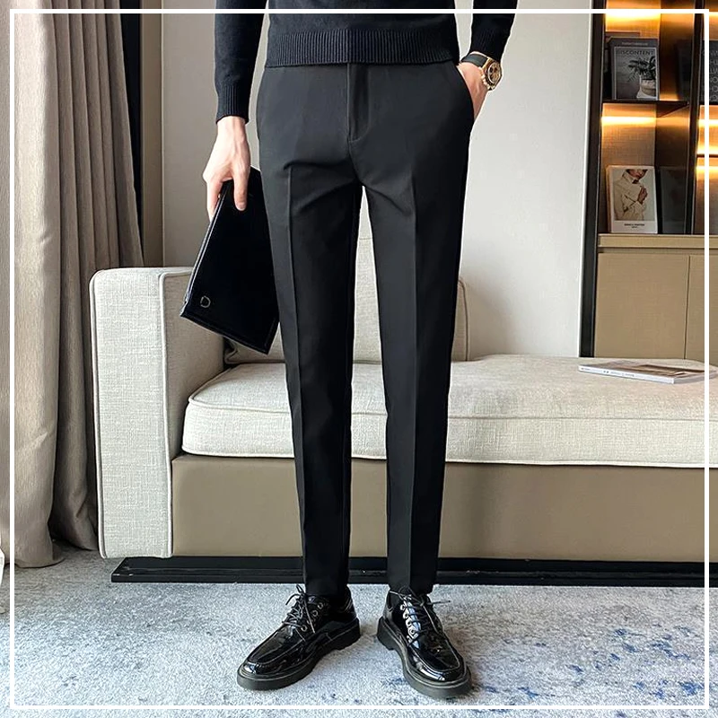 2024 Summer Trend Fashion Minimalist Solid Color Slim Fit High Waisted Straight Leg Business Casual Versatile Harlan Suit Pants