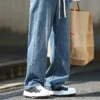 Spring Autumn Korean Men's Baggy Jeans Classic Blue Man Straight Denim Pants Wide Leg Jeans Hip Hop Loose Harajuku Streetwear - Image 5