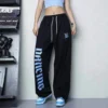 Women's Y2K Hip Hop Kpop Black Sweatpants Streetwear Oversize Jogger Track Pants Harajuku Korean Style Baggy Straight Trousers - Image 2