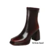 LeShion Of Chanmeb Women Chunky High-Heeled Boots Burgundy Square Toe Platform Boots Woman Zipper Gothic Shoes Designer Footwear - Image 6