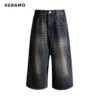 Vintage Streetwear Women Jeans 2024 Summer Loose Male Wide Leg Knee Length Shorts Men's Oversize Fashion Denim Trouser Pants Y2K - Image 5