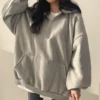 Y2K Korean Hoodie Women Harajuku Oversized Casual Hooded Coats Lantern Long Sleeve Pocket Pullover Sweatshirt - Image 2