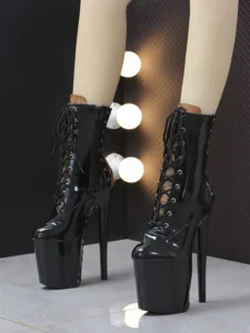 Crossdresser Sexy Fetish 8 Inch Thick Platform 20cm Pole Dance Exotic Dancer Shoes Nightclub Ankle Women Boots Gothic Strip Heel - Image 2