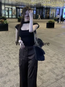 Basic Grey Y2k Crop Tops Office Lady Slim Bodycon T Shirts Casual Korean Fashion Party Tees Woman Short Sleeve 2023 Summer Chic - Image 5