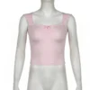 IAMHOTTY y2k Bow Folds Tank Top Pink Kawaii Sweet Girls Casual Basic Camisole Japanese Korean Style Summer Crop Tops Coquette - Image 6