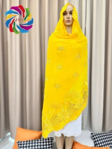 African Scarf chiffon For Muslim Women Diamonds Embroidery India Turkey Abaya Pray Headscarf Big Knitted Shawl hijab dubai scar - Image 3