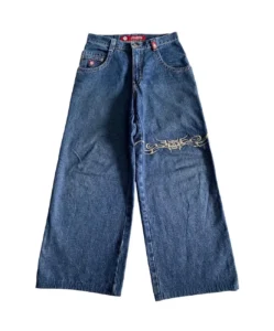 Y2k American Street Fashion Jeans for Men and Women Hip Hop Pattern Printed Hip Hop Baggy Blue Jeans Pants High Waist Wide Pants - Image 3