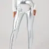 Silver Sexy Leggins Clubwear Shiny Leggings Gothic Ladies Skinny Elastic Push Up Pencil Pants