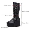 Black Pink Women Platform Boots Shoes Punk Gothic Chunky Shoes Wedges High Heels Autumn Winter Knee High Boots Women Y2K Shoes - Image 5