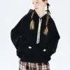 imakokoni original design black hooded pullover long-sleeved spring sweatshirt fashion trend women