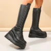2023 Wedges High Heeled for Dropship Gothic Platform Knee High Boots Street Cool Cosplay Black Motorcycles Boots Shoes for Women - Image 2