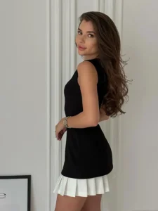 Women Elegant Mini Pleated Dress Suit Fashion O-neck Sleeveless Slim Patchwork Dresses Summer Lady New Chic High Street Robes - Image 4
