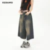 Vintage Streetwear Women Jeans 2024 Summer Loose Male Wide Leg Knee Length Shorts Men's Oversize Fashion Denim Trouser Pants Y2K - Image 4
