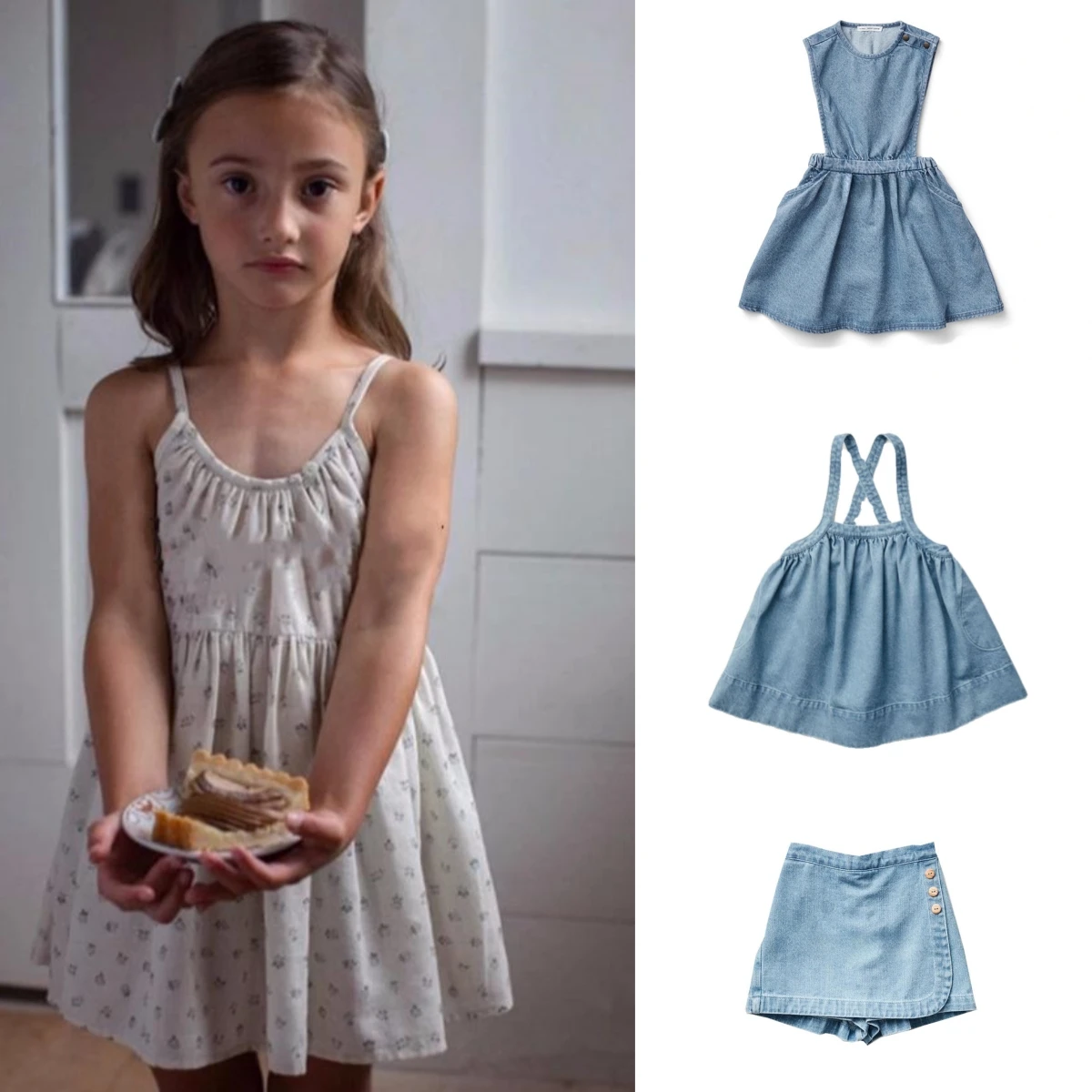 Kids Dresses for Girls SP Brand 2024 New Summer Toddler Girl Clothes Jeans Denim Cute Baby Romper Cotton Children Outfit Set
