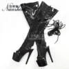 Open Toe Stripper Heels 7Inch Crossdresser Shiny Surface Over The Knee Boots 17cm Pole Dance Gothic Shoes Sexy High Women Heels - Image 2