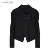Women Black Gothic Shirts and Blouse Y2k Vintage Korean Harajuku Emo 2000s Elegant Long Sleeve Star Shirt Top 90s Clothes Autumn