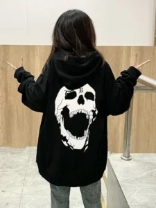 Long Sweatshirts for Women Black Graphic Punk Tops Hip Hop Novelty Matching Korean Streetwear Female Clothes Y2k E Cotton Sleeve - Image 5