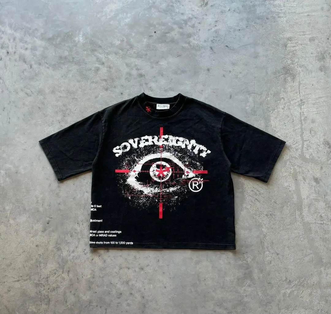 Fashion New Women T-Shirt Y2k Gothic Harajuku Retro Street Eyes Pattern Print Oversized Couple top graphic t shirts