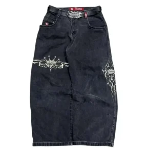 2024 New JNCO Harajuku Casual Loose Solid Color Multi-pocket Washed Jeans Y2K Street Hip-hop Wide-leg Pants For men and women - Image 4