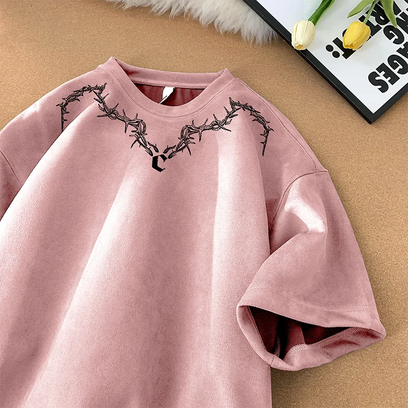 Suede Vintage Printed T-shirts 2024 Summer Men Tshirt Hip Hop Brand Tee Casual Man Oversize Harajuku Male Tops - Image 5