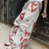 Graffiti Print Cargo Pants Women High Street Hip Hop Trousers Women Pants Casual Wide Leg Floor Mopping Sweatpants Women