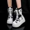 Women Punk Gothic Motorcycle Boots Autumn New Platform Chunky High Heel Ankle Boot Ladies Cool Wedge Woman Black Female Shoes44 - Image 4