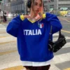 Korean Fashion Blue Oversized Sweatshirt Y2k Harajuku Casual Hip-hop Joker Contrast Loose Knit Pullover In Autumn And Winter New - Image 2