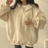 Y2K Korean Hoodie Women Harajuku Oversized Casual Hooded Coats Lantern Long Sleeve Pocket Pullover Sweatshirt - Image 5