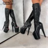 8Inch Red Women Shoes Knee High Boots Open Toe 20cm Heels Gothic Mid-Calf Thin Heels Crossdresser Pole Dance Nightclub Exotic - Image 6