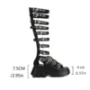 Punk Gothic Knee High Gladiator Sandals Women Shoes Zipper Hollow Rock Style Thick Platform Buckle Strap Roman Wedges Size 35-43 - Image 6