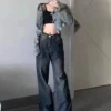 Jeans Women Street High Waisted Minimalist Comfortable Elegant Fashion Korean Style Casual All-match Vintage Students Hip Hop - Image 4