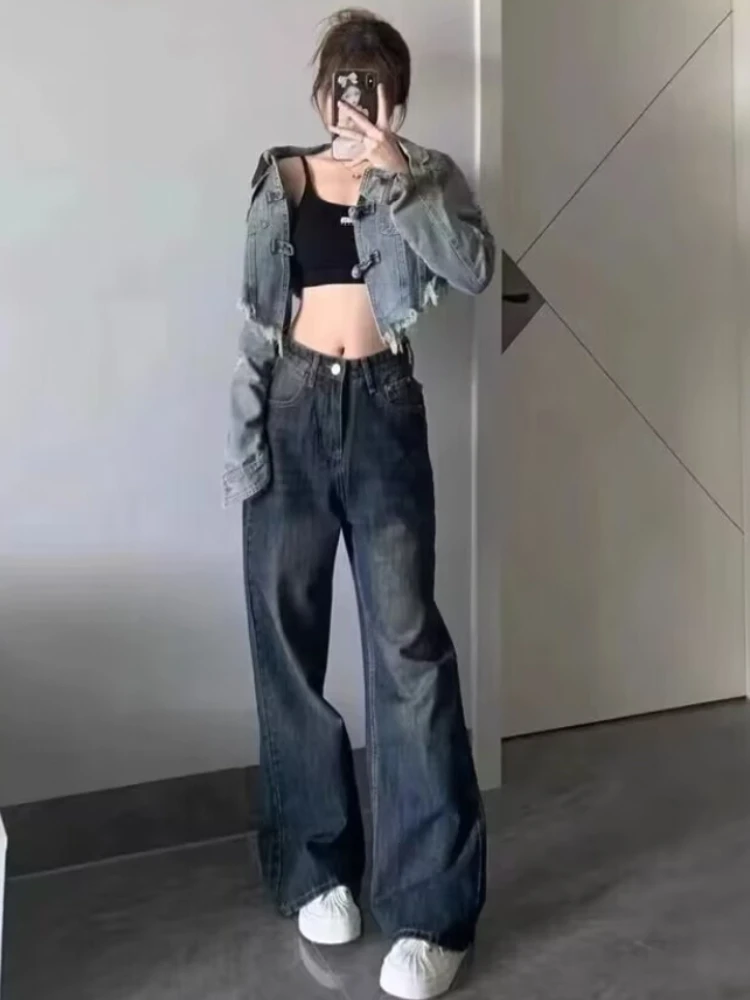 Jeans Women Street High Waisted Minimalist Comfortable Elegant Fashion Korean Style Casual All-match Vintage Students Hip Hop - Image 4