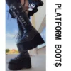 GIGIFOX Platform Gothic Knee High Boots Shoes For Women Zip Cosplay Design Combat Boots Winter Punk Wedges Motorcycle Shoes - Image 4