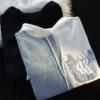 Y2K Hoodie Denim Patchwork Oversized Hip Hop Streetwear Hoodies Men Women Black White Fashion Pullover Sweatshirts 2022 New - Image 2