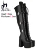 2024 New Winter Long Boots Women Over-the-Knee Black Shoes Gothic Style Thigh High Boots Block Heel Platform Shoes Botas Size 43 - Image 5