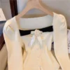 French Vintage Floral Knitted Sweater Women Outwear Long Sleeve Knitwear Y2k Top Slim Pullover Female Korean Blouse Autumn 2023 - Image 5
