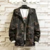 Windproof Hooded Jacket Men's Hip Hop Style Camouflage Print Jacket with Hood Zipper Placket Korean Streetwear Coat with Pockets - Image 2