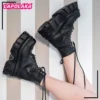 Brand New Autumn Rock Ankle Boots Gothic Street Chunky Heels Platform Motorcycle Short Boots Female Matal Winter Shoes For Woman - Image 5