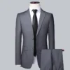 Boutique (Blazer Trousers) Men's British Style Elegant Fashion High-end Simple Casual Gentleman Best Man Suit Two-piece Suit - Image 2